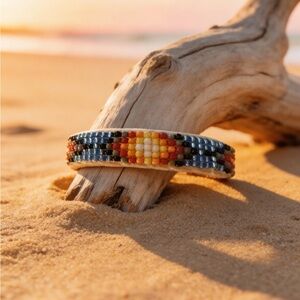 Navajo Handmade Beaded Cuff Bracelet by Jacqueline Cleveland (child size)